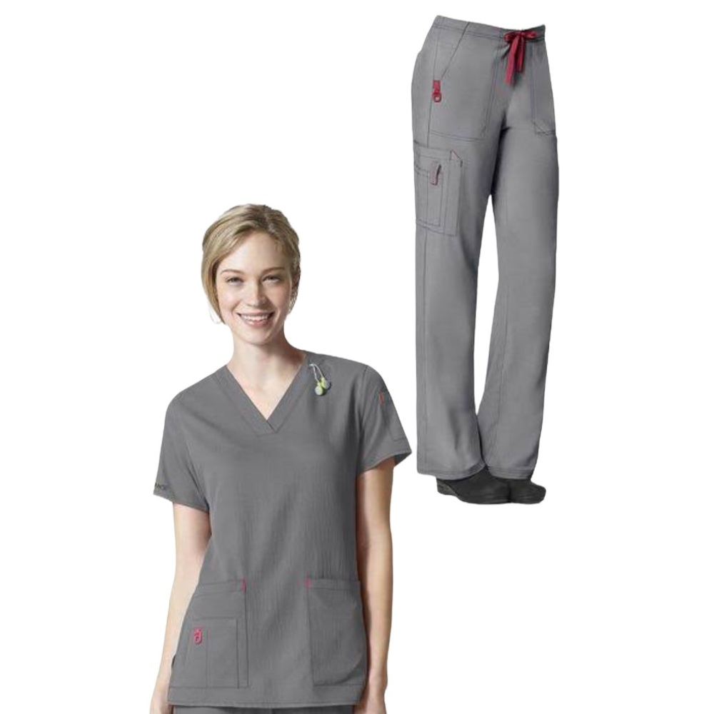 CROSS FLEX by Carhartt V-Neck Media Scrub Top & Boot Cut Drawstring Cargo Scrub